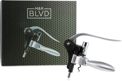 Wine Bottle Opener by  - Professional Grade, Deluxe Screwpull Lever Corkscrew - Premium Bar Accessory & Wine Gift - Silver