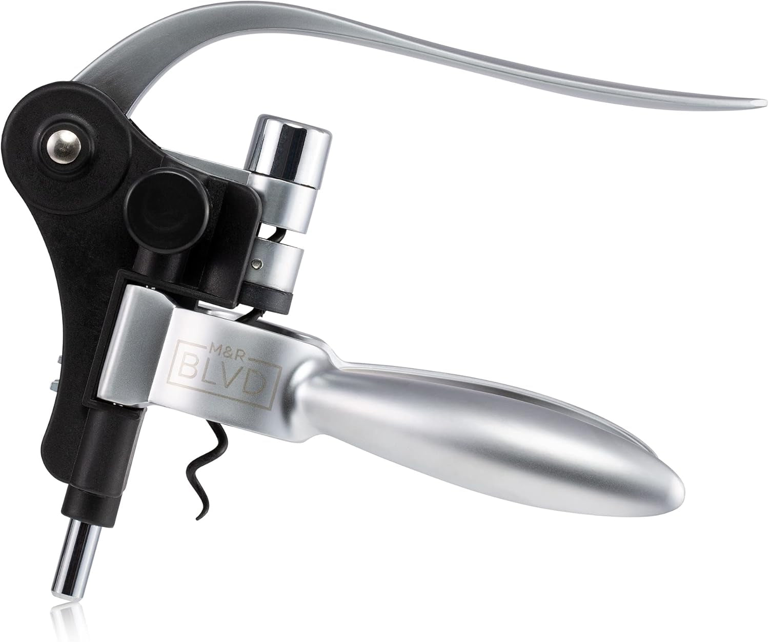 Wine Bottle Opener by  - Professional Grade, Deluxe Screwpull Lever Corkscrew - Premium Bar Accessory & Wine Gift - Silver