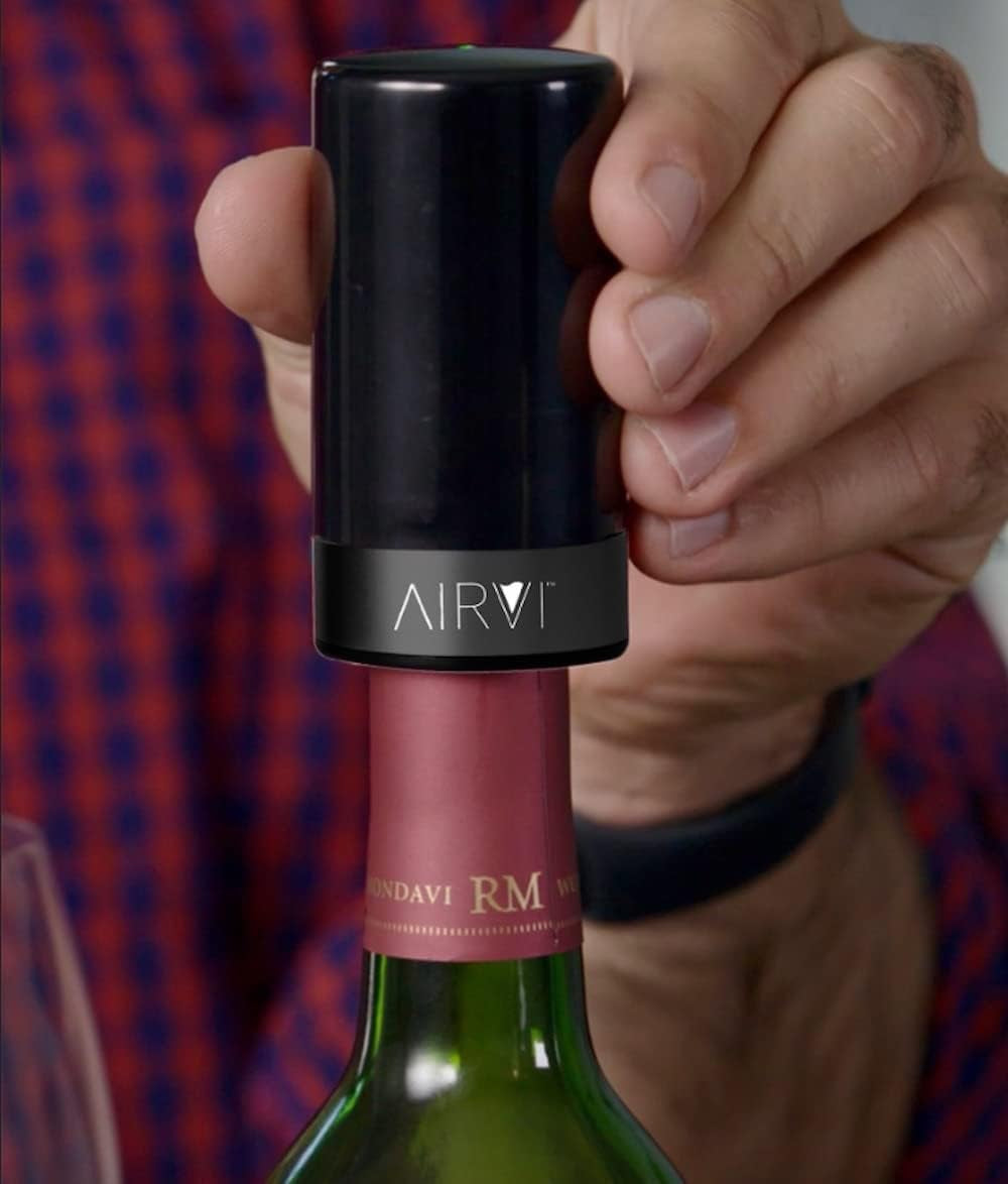 Wine Saver Vacuum Pump - Electric Stopper, Air Remover Pump Sealer to Keep Bottles Fresh, No-Spill, Auto Shut-Off – Premium Gifts, Accessories for Wine Lovers, Drinkers (Black)