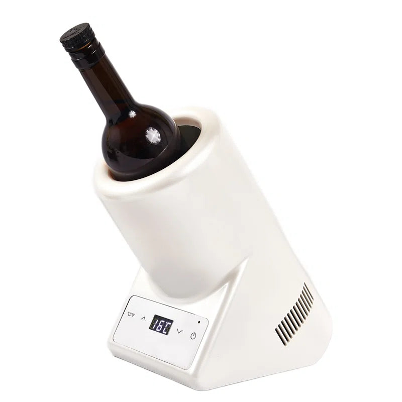 Equator 110V/12V Portable Electric Wine Chiller for Red, White, Champagne, and Water Bottles, 750Ml Single Bottle Cooler, Stainless Body, Rechargeable, 24H Cold, Ideal for Parties & Gifts