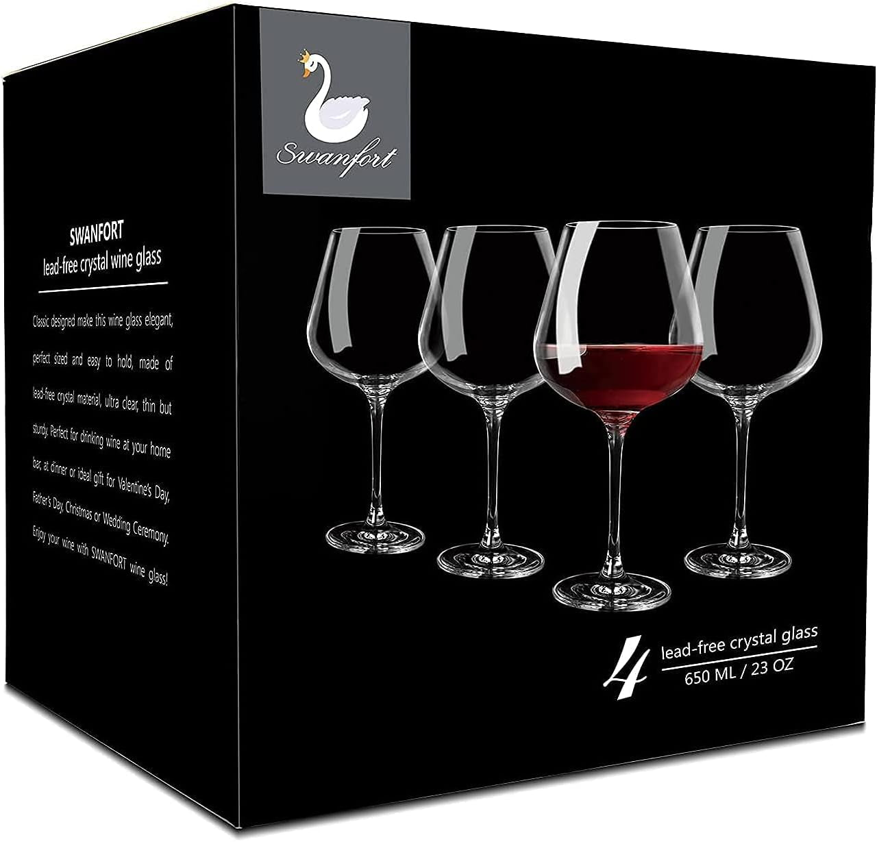 Red Wine Glasses,23 Oz Large Wine Glasses,Non-Lead Big Crystal Burgundy Wine Glasses,Premium Wine Glass in Gift Box for Any Occasions-Set of 4