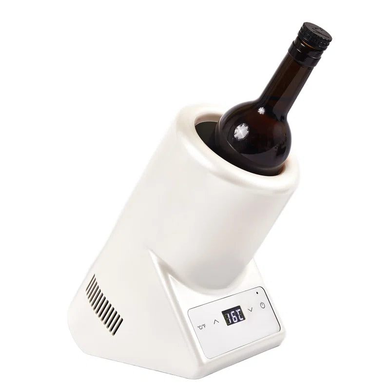 Equator 110V/12V Portable Electric Wine Chiller for Red, White, Champagne, and Water Bottles, 750Ml Single Bottle Cooler, Stainless Body, Rechargeable, 24H Cold, Ideal for Parties & Gifts